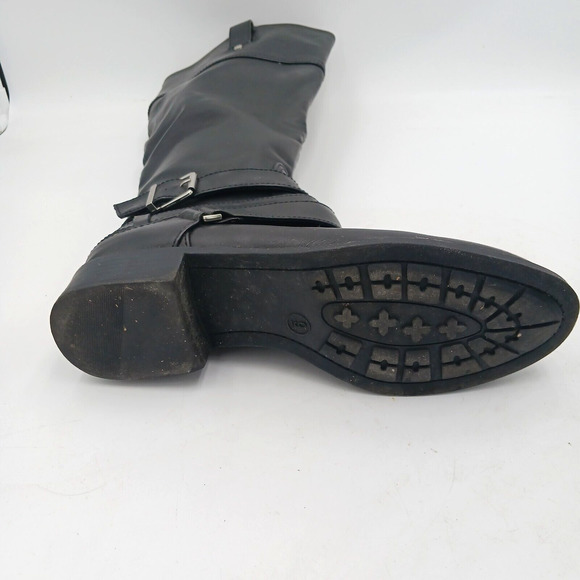 Target Riding Boots‎ Faux Leather Cognac Women’s Size 9 Black Side Zip - Picture 5 of 8